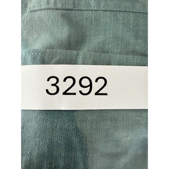 LL Bean Womens Size L Cotton Button Shirt Green Short Sleeve Casual Collared - Picture 9 of 9